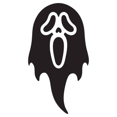 Cadılar Bayramı Projeleri için Hayalet Suratlı Siluet Vektör Sanat İllüstrasyonu