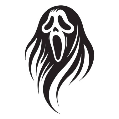 Cadılar Bayramı Tasarımı İçin Hayalet Yüzlü Silüet Saç Tarzı Vektör Sanatı