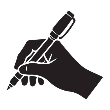 El ele tutuşma kalem yazma silüeti çizim vektörü grafik tasarımı