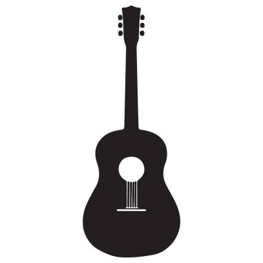 Akustik gitar vektör silueti resimli müzik performans tasarım simgesi