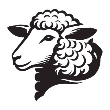 Grafiksel Projeler için Ayrıntılı Koyun Silueti Vektör İllüstrasyonu