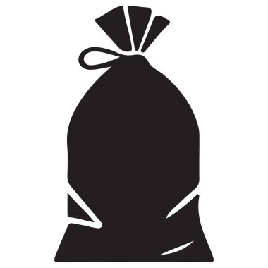 Atık İmha İçin Basit Siyah Çöp Torbası Vektör Grafik Simgesi