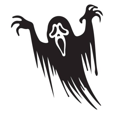 Korkunç Cadılar Bayramı Hayalet Silüeti Çığlık Tasarımı Grafik Çizimi