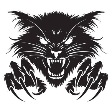 Yaban Kedisi Silueti Vektör İllüstrasyonu Vahşi Yırtıcı Kedi Tasarımı