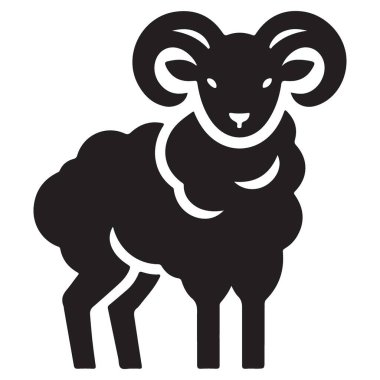 Zodiac İşareti Koç burçları için Siyah Ram Çizim Vektörü Grafiği