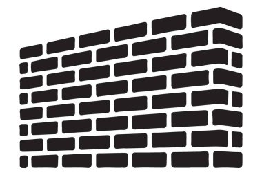 Perspektif Siyah Tuğla Duvar Mimari için Siluet Vektörü İllüstrasyonu