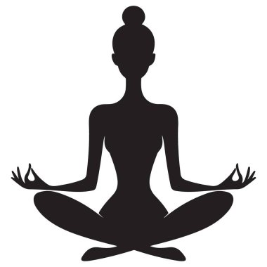 Lotus Pozisyonundaki Kadın Silüeti Yoga Meditasyon Vektörü