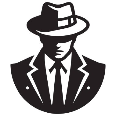 Siluet Gangster ve Fedora Şapka Vektörü Gösterişli Tasarım