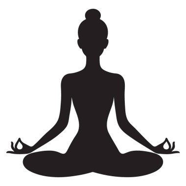 Lotus Poz Veren Kadın Yoga Meditasyon Vektörü Çizimi