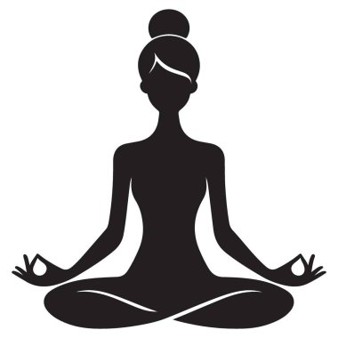Meditasyon yapan siluet kadın yoga farkındalığı egzersiz vücut dengesi pozu