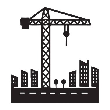 İnşaat vinç inşaatı altındaki şehir manzarası şehir planlama kavramı