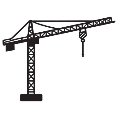 İnşaat Turnası Silüet Vektörü İmar ve Altyapı Projeleri İllüstrasyonu