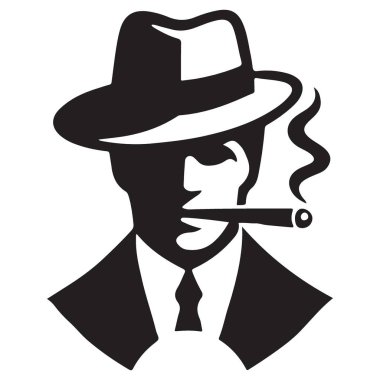 Puro Vektörü Tasarım İllüstrasyonlu Klasik Gangster Silueti