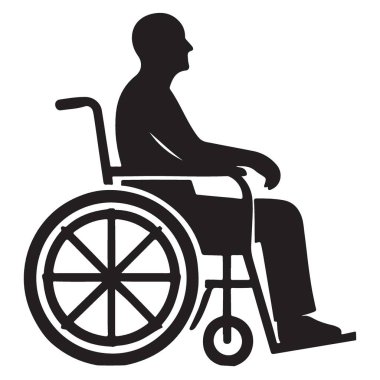 Tekerlekli sandalye silueti çizimi erişilebilir olanakları ve özürlüleri temsil ediyor
