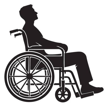 Siluet Tekerlekli Sandalye Kullanıcısı Tıbbi Projeler için Geriye Yaslanma Tasarımı