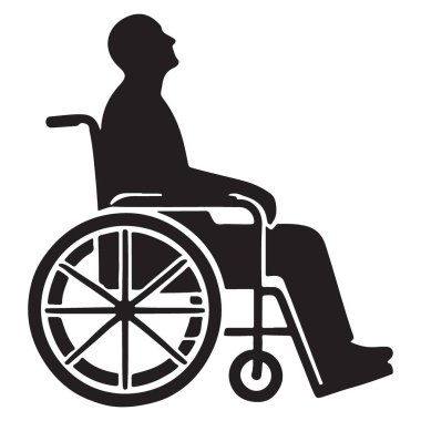 Tekerlekli sandalyedeki Kişinin Silueti Gevşek Duruş Vektörü Grafiği
