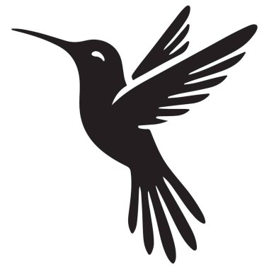 Ayrıntılı Kanatlı Hassas Sinek Kuşu Siluet Vektör İllüstrasyonu