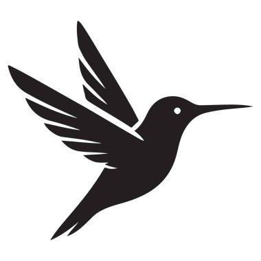 Şekillendirilmiş Sinekkuşu Silueti Vektör Grafiksel Açık Kanatlar