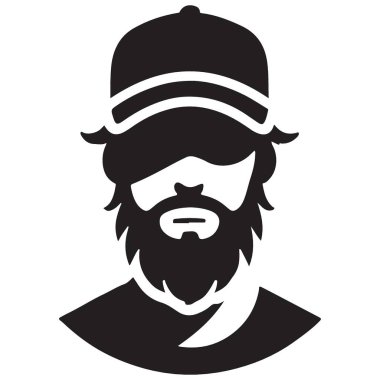 Havalı Sakallı Adam Silueti Şapka Vektörü Çizimi Giyiyor