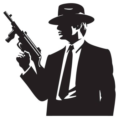 Suç ve Eylem Temalı Gangster Silueti