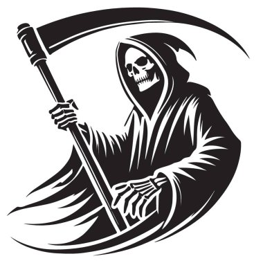 Siluet Grim Reaper Cadılar Bayramı Tasarımı İçin İdeal Tırpanları Tutuyor