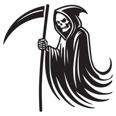 Tırpanla Gizemli Ölüm Meleği Karakteri Silueti Görünümü