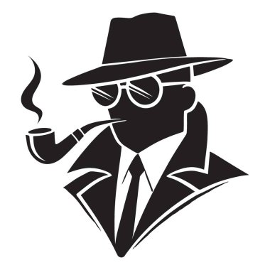 Siluet Dedektifi Boru Vektörü Grafik Çizimi ile Araştırmacı