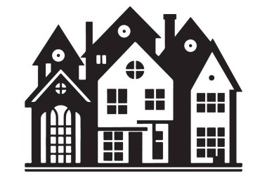 Bina Mimarisi Koleksiyonunun Benzersiz Siluet Vektörü İllüstrasyonu