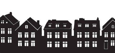 Satır Evleri Yaratıcı Projeler için Siluet Resimlendirme Vektör Sanatı