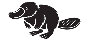 Ornitorenk illüstrasyon vektörünün silueti eşsiz bir Avustralya hayvanıdır.