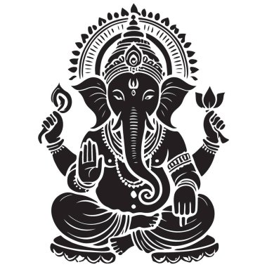 Siluet Lordu Ganesha vektör çizimi Hindistan 'ın ruhani sembolü