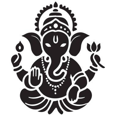 Lord Ganesha Hindu Tanrı silueti Refah için Vektör Sanat İllüstrasyonu