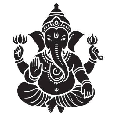 Siluet Lordu Ganesha ruhani ve kültürel öneme sahip vektör çizimi