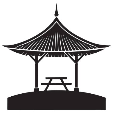 Açık Hava İnzivası için Gazebo Siluet Vektör Sanat Resimleri Yapılandırması