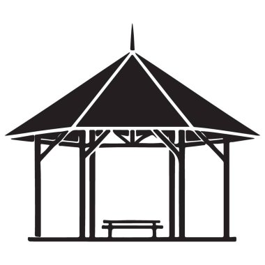 Zarif Çardak Silueti Bahçe ve Park Tasarımı Vektör Sanatı