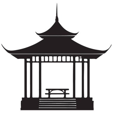 Güzel Çardak Yapısı Siluet Vektör Tasarım Şablonu