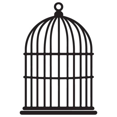 Dekoratif Tasarım İçin Basit Kuş Kafesi Siluet Vektör Resmi İdeal