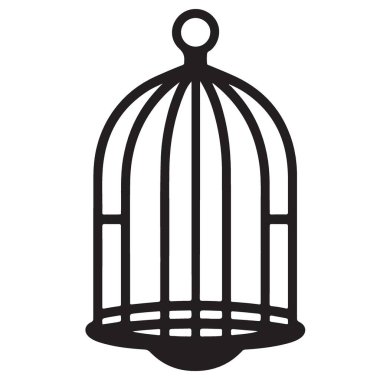 Dekoratif Sanatsal Tasarımlar için Zarif Siluet Kuş Kafesi Çizimi