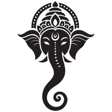 Ganesha Hindu Tanrı Vektörü Siluet Etiketler ve El Sanatları İllüstrasyonu
