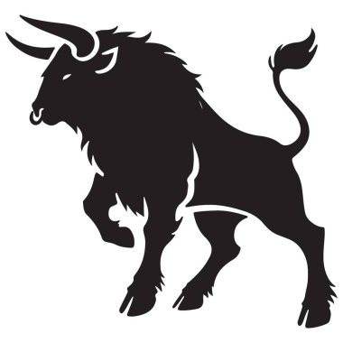 Güçlü Şarj Eden Boğa Silüeti Güç ve Kararlılık için Vektör İllüstrasyonu