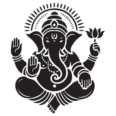 Ganesha Siluet Vektör İllüstrasyon Engeller Hindu Tanrısı