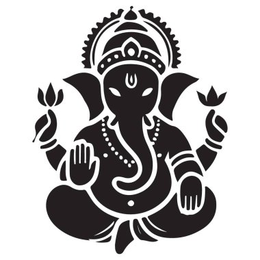 Ganesha Hindu Tanrı Kara Siluet Görselleştirme Vektörü hayırlı başlangıçlar için