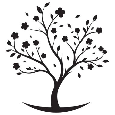 Doğanın İlham Verdiği Tasarım için Zarif Çiçekli Ağaç Dalları Vektör İllüstrasyonu