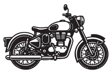 Klasik motosiklet klasik siyah vektör illüstrasyon ulaşım ve özgürlük