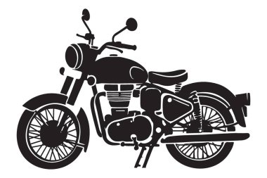 Vektör motosiklet çizimi simgesel ve siluet ulaşım tasarım ögesi