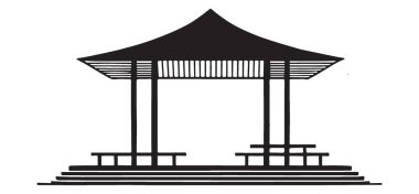 Yapı Asya Stili Bahçe Dekorasyonu 'nun Gazebo Silueti Görünümü