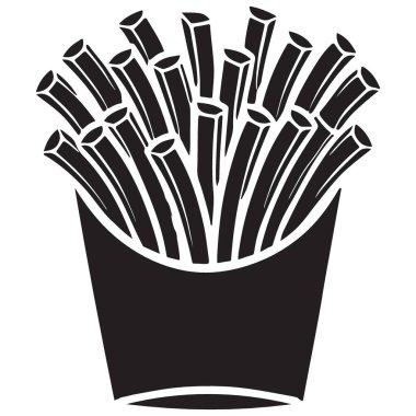 Kızarmış patates kızartması, siluet vektör illüstrasyonu leziz fast food ziyafeti.