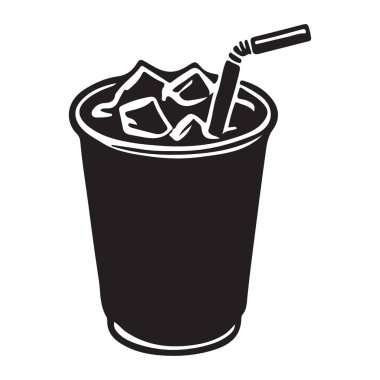 Yaz İçecekleri ve İçecekler için Buzlu İçecek Silueti Çizimi