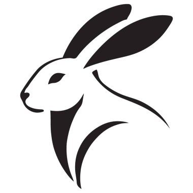 Sanat ve Tasarım için Zarif Tavşan Başı Silüet Vektör ResmiName