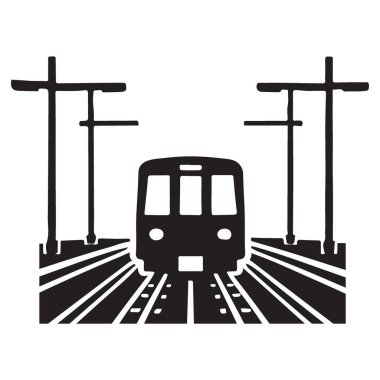 Siluet Modern Tren İllüstrasyonu Şehir Taşıma Vektörü Sanat Tasarımı